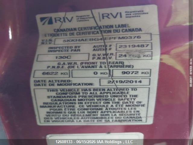 Western Star/auto Car Conventional 4900fa 2014 5KKHAEBG4EPFM0376 Image 9
