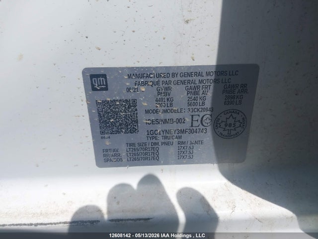 1GC1YNEY3MF304743 Chevrolet Silverado K2500 Heavy Duty Lt