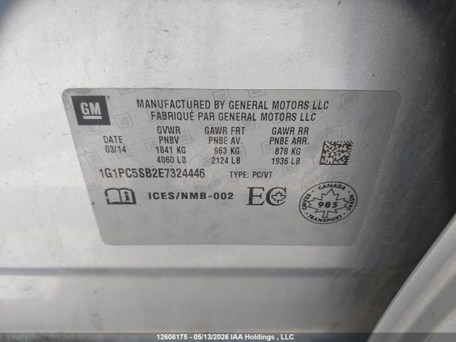Продажа на аукционе авто 2014 Chevrolet Cruze Lt, vin: 1G1PC5SB2E7324446, номер лота: 12608175