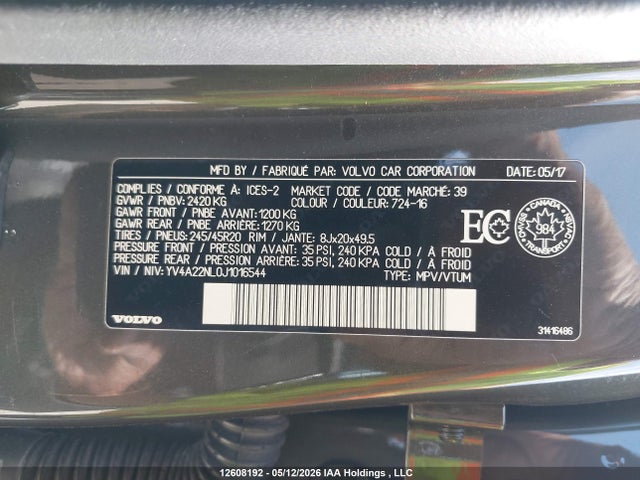 YV4A22NL0J1016544 Volvo V90 Cross Country T6/inscription
