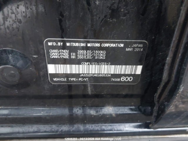 Aukcja sprzedaży 2014 Mitsubishi Lancer Es/es Sport, vin: JA32U2FU4EU605334, numer aukcji: 12608203