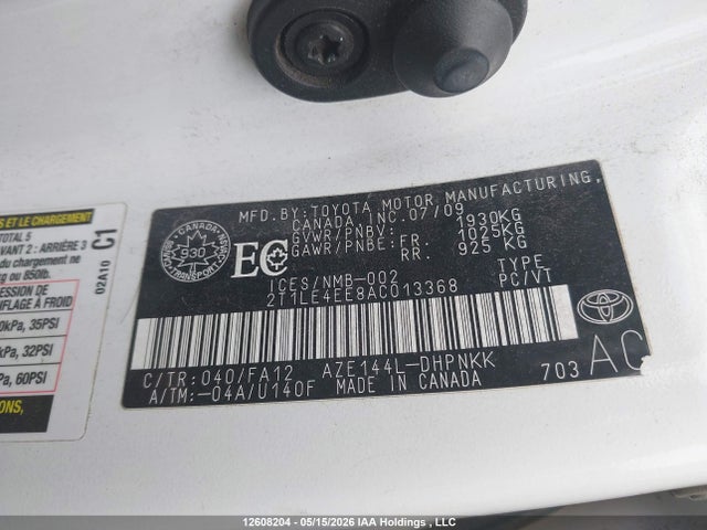 2010 Toyota Matrix მანქანა იყიდება აუქციონზე, vin: 2T1LE4EE8AC013368, აუქციონის ნომერი: 12608204