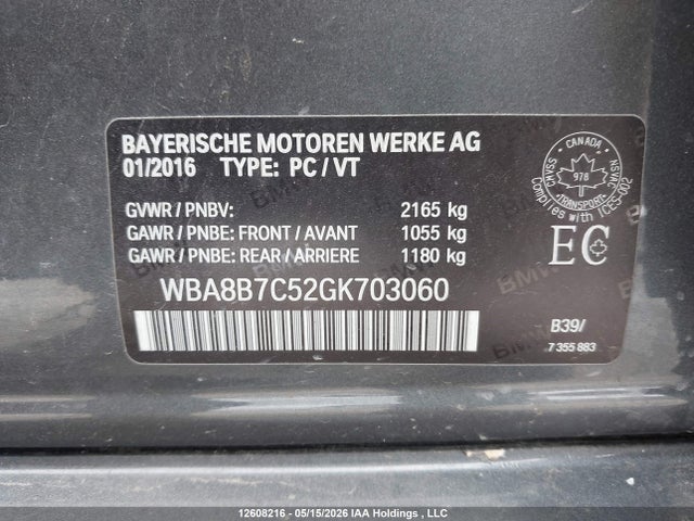 WBA8B7C52GK703060 BMW 340 XI