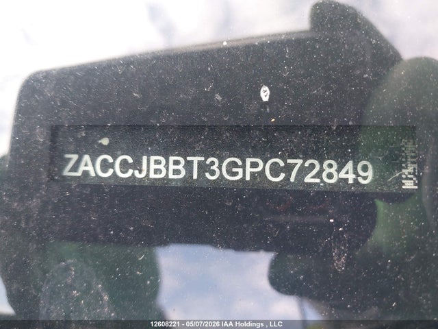 2016 Jeep Renegade Latitude მანქანა იყიდება აუქციონზე, vin: ZACCJBBT3GPC72849, აუქციონის ნომერი: 12608221