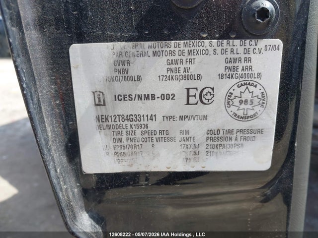 Продаж на аукціоні авто 2004 Chevrolet Avalanche 1500, vin: 3GNEK12T84G331141, номер лоту: 12608222
