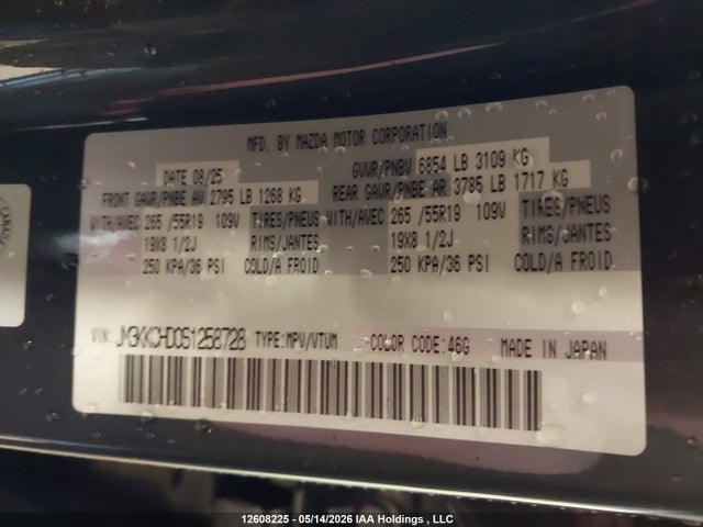 Aukcja sprzedaży 2025 Mazda Cx-90 Premium Sport, vin: JM3KKCHD0S1258728, numer aukcji: 12608225