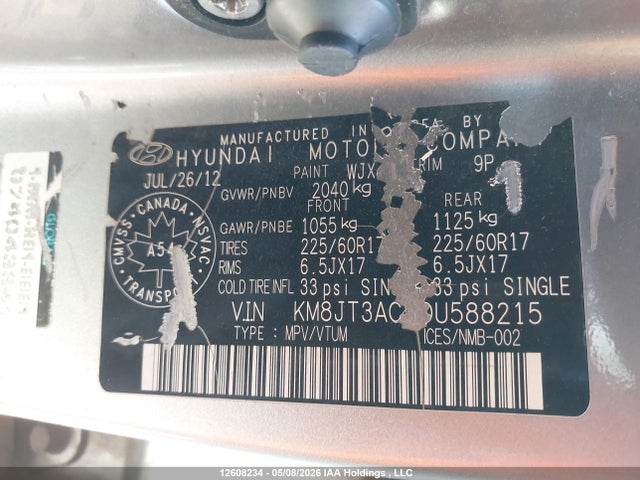 Aukcja sprzedaży 2013 Hyundai Tucson Gl, vin: KM8JT3ACXDU588215, numer aukcji: 12608234