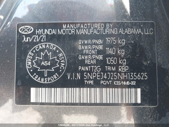 5NPEJ4J25NH135625 Hyundai Sonata Sport