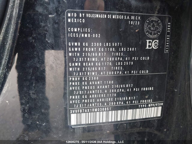 3VVFB7AX1RM036851 Volkswagen TIGUAN S