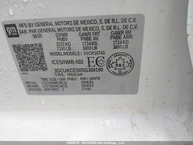 3GCUKCED0SG369190 Chevrolet Silverado K1500 Trail Boss Custom