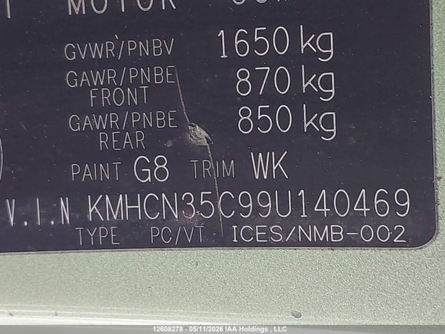 2009 Hyundai Accent Se მანქანა იყიდება აუქციონზე, vin: KMHCN35C99U140469, აუქციონის ნომერი: 12608278