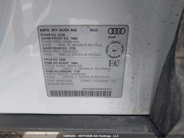 WA14ABGE8RB030872 Audi Q8 E-tron