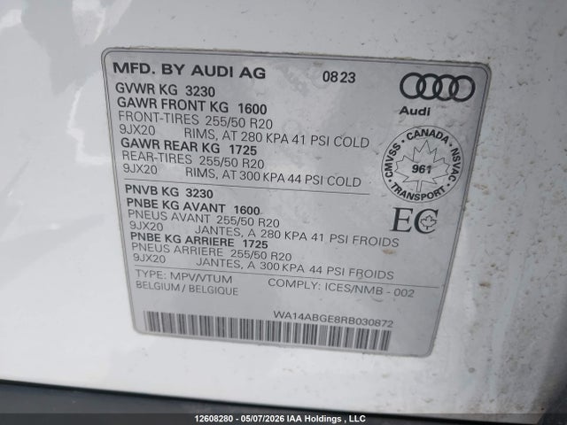 WA14ABGE8RB030872 Audi Q8 E-tron