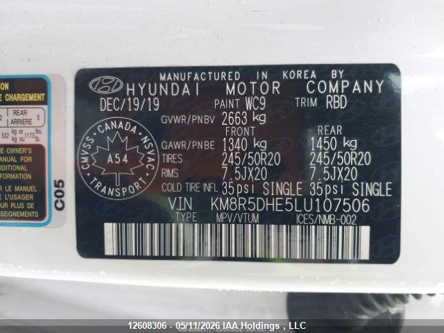 Продажа на аукционе авто 2020 Hyundai Palisade Ultimate, vin: KM8R5DHE5LU107506, номер лота: 12608306