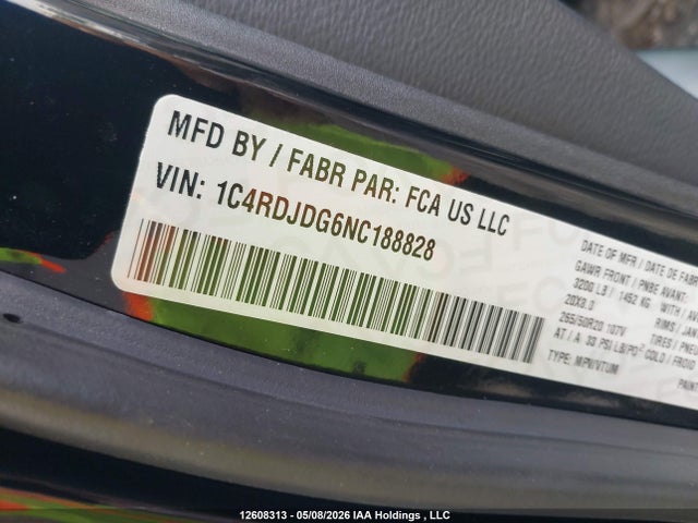 Aukcja sprzedaży 2022 Dodge Durango Gt, vin: 1C4RDJDG6NC188828, numer aukcji: 12608313