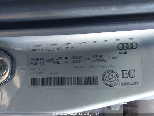 Aukcja sprzedaży 2015 Audi A3, vin: WAUEFRFF2F1097061, numer aukcji: 12608334