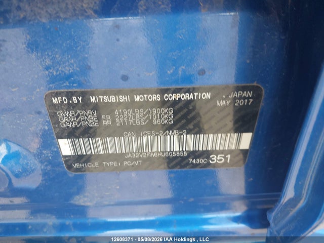 2017 Mitsubishi Lancer Es/se/sel მანქანა იყიდება აუქციონზე, vin: JA32V2FW6HU605855, აუქციონის ნომერი: 12608371