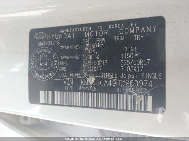 Продаж на аукціоні авто 2017 Hyundai Tucson Se, vin: KM8J3CA49HU263974, номер лоту: 12608374