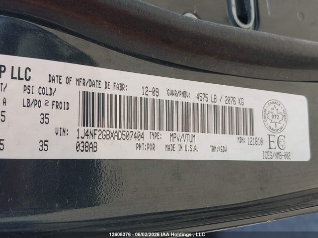 2010 Jeep Patriot მანქანა იყიდება აუქციონზე, vin: 1J4NF2GBXAD507404, აუქციონის ნომერი: 12608376