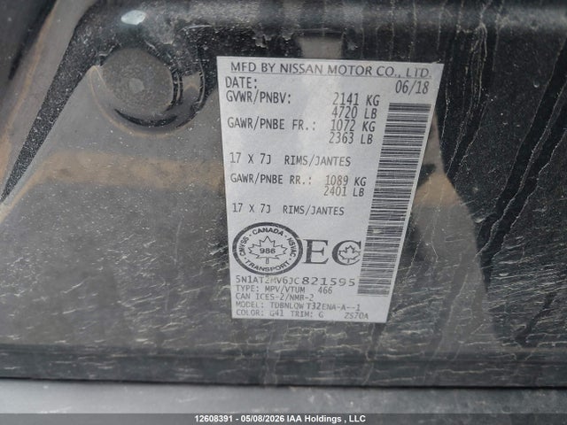 5N1AT2MV6JC821595 Nissan Rogue