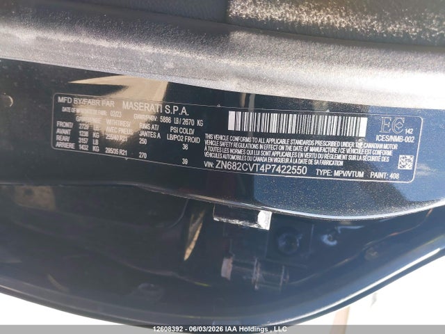 12608392 :رقم المزاد ، ZN682CVT4P7422550 vin ، 2023 Maserati Grecale Trofeo مزاد بيع