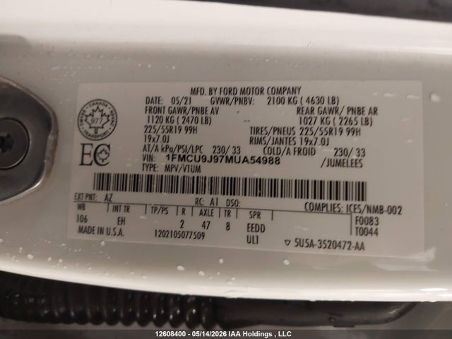 1FMCU9J97MUA54988 Ford Escape Titanium