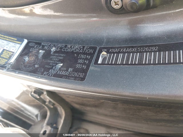 12608401 :رقم المزاد ، KNAFX4A6XE5126292 vin ، 2014 Kia Forte 1.8l Lx/1.8l Lx+/1.8l Se مزاد بيع