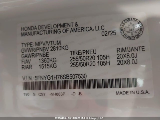 Honda Pilot Touring 2025 5FNYG1H76SB507530 Image 19