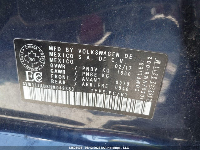 3VW117AU8HM049383 Volkswagen Golf S/wolfsburg