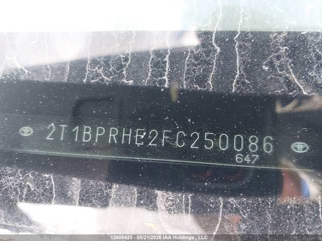 12608423 :رقم المزاد ، 2T1BPRHE2FC250086 vin ، 2015 Toyota Corolla Le Eco Technology مزاد بيع