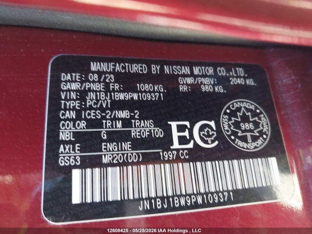 Продаж на аукціоні авто 2023 Nissan Qashqai Sl/sv, vin: JN1BJ1BW9PW109371, номер лоту: 12608425