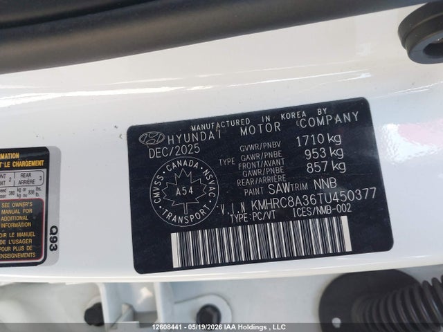 Продажа на аукционе авто 2026 Hyundai Venue Sel, vin: KMHRC8A36TU450377, номер лота: 12608441