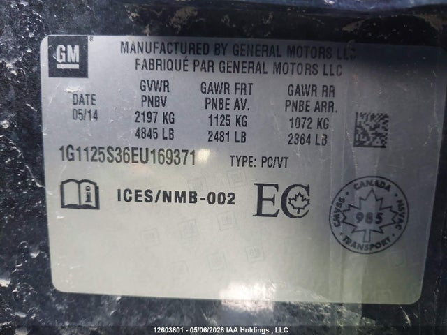 1G1125S36EU169371 Chevrolet Impala 2lt
