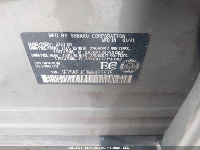 Продажа на аукционе авто 2021 Subaru Forester Touring, vin: JF2SKEJC3MH497675, номер лота: 12608475