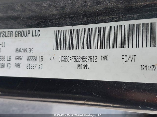 12608482 :رقم المزاد ، 1C3BC4FB2BN557812 vin ، 2011 Chrysler 200 Lx مزاد بيع
