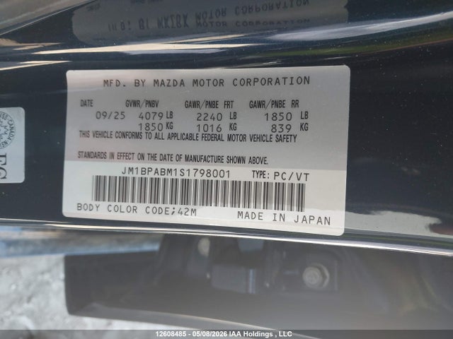 Продажа на аукционе авто 2025 Mazda Mazda3 Gx, vin: JM1BPABM1S1798001, номер лота: 12608485