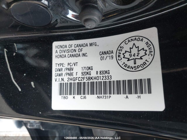 Продаж на аукціоні авто 2019 Honda Civic Lx, vin: 2HGFC2F58KH012333, номер лоту: 12608488