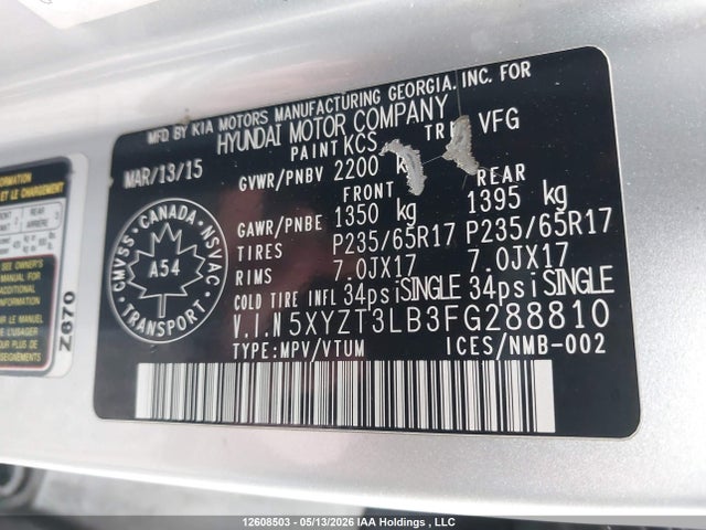 5XYZT3LB3FG288810 Hyundai Santa Fe