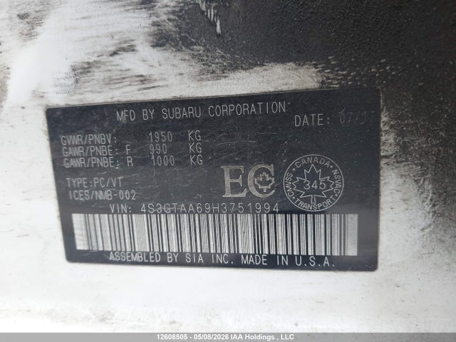 4S3GTAA69H3751994 Subaru Impreza Convenience