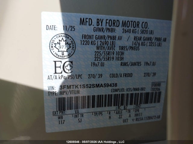 Продаж на аукціоні авто 2025 Ford Mustang Mach-e Select, vin: 3FMTK1S52SMA59438, номер лоту: 12608546