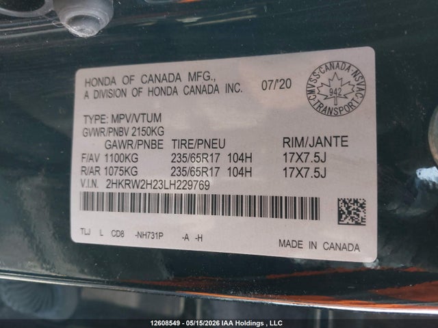 2HKRW2H23LH229769 Honda CR-V LX