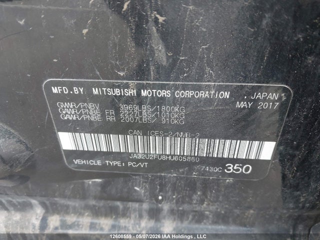 JA32U2FU8HU605860 Mitsubishi LANCER ES