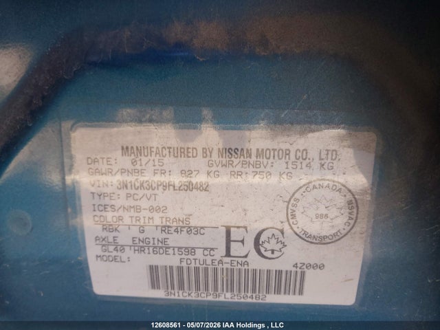 Aukcja sprzedaży 2015 Nissan Micra, vin: 3N1CK3CP9FL250482, numer aukcji: 12608561