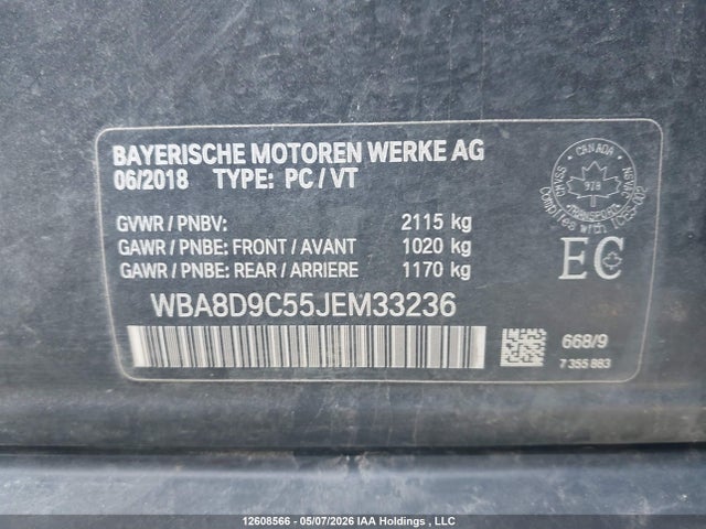 Продаж на аукціоні авто 2018 Bmw 330 Xi, vin: WBA8D9C55JEM33236, номер лоту: 12608566