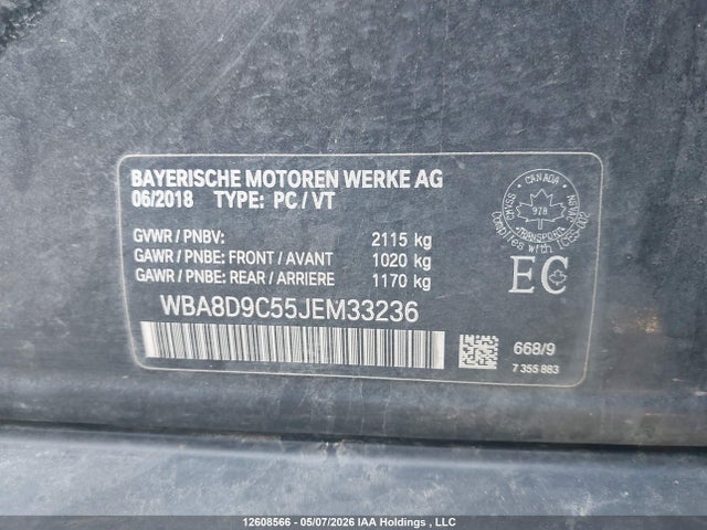 Продаж на аукціоні авто 2018 Bmw 330 Xi, vin: WBA8D9C55JEM33236, номер лоту: 12608566