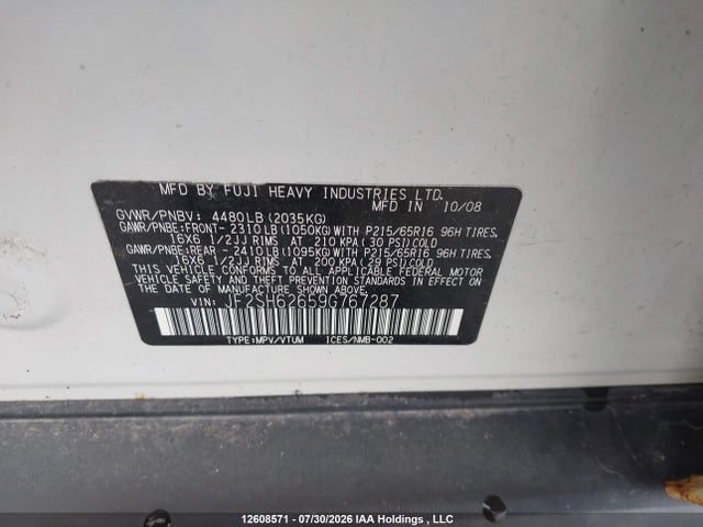 Продаж на аукціоні авто 2009 Subaru Forester, vin: JF2SH62659G767287, номер лоту: 12608571