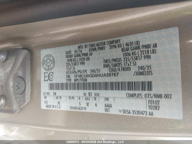 1FMCU0GD0HUA55767 Ford ESCAPE SE