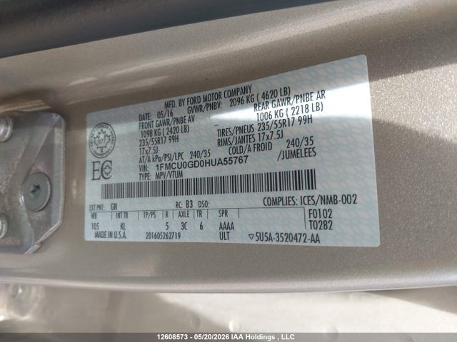 1FMCU0GD0HUA55767 Ford ESCAPE SE