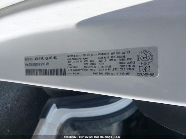 Продаж на аукціоні авто 2023 Ram Promaster 2500 High Roof 159 In. Wb, vin: 3C6LRVDG8PE501301, номер лоту: 12608582