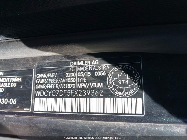 Auction sale of the 2015 Mercedes-benz G 63 Amg, vin: WDCYC7DF5FX239362, lot number: 12608588